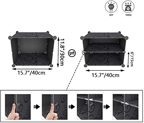 HOMIDEC Schuhregal, 7-stufiger Schuhschrank Kunststoff Schuhregal Schuhaufbewahrung für Schuhe und Stiefel, Schuh-Organizer für Flur Schlafzimmer Eingang, Schwarz