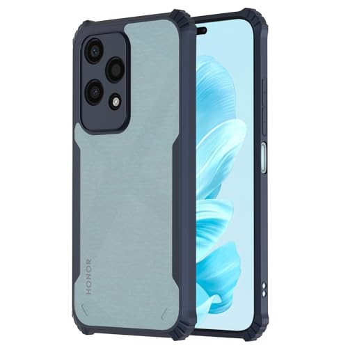 Image of Outlouders Back Cover for Honor 200 Lite 5G | Ultra Hybrid Transparent | Full Camera Protection | Raised Edge | Crystal Clear Bumper Case (Blue)