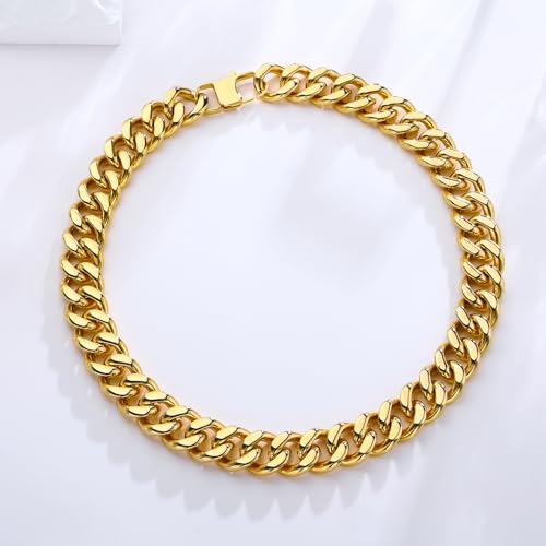 FEEL STYLE Chunky Cuban Link Chain for Men Women - Stainless Steel Gold Chain Necklace for Women Men - Dainty 18K Gold Silver Choker Thick Trendy Punk Hip Hop Cuban Chain Jewelry 8mm/12mm/16mm3