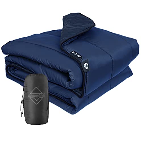 onewind Camping Blanket, Recycled Nylon Fabric Dupont Sorona Fillings, Warm, Puffy, Breathable, Windproof, Packable, Lightweight Camping Quilt for Outdoor Hiking Backpacking Travel Beach Nav
