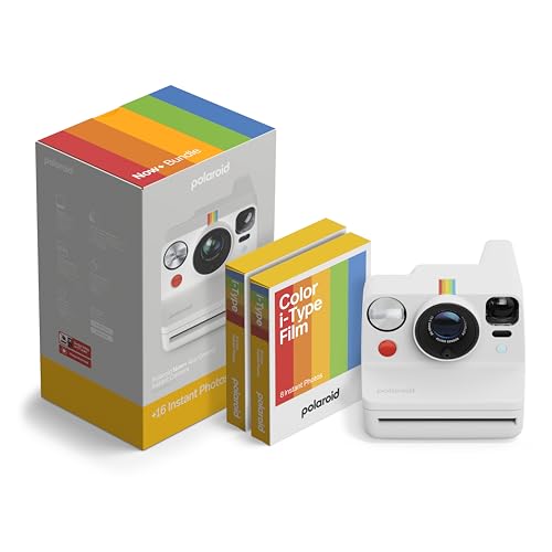 Polaroid Now+ 3rd Generation I-Type Instant Camera + Film Bundle - Now+ Bluetooth App Controlled White Camera + 16 Color Photos (6563)