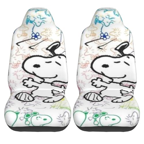 スヌーピー カーシートカバー 2枚セット 前席用 軽 防汚 気性 洗える 普通車 適用 フロント 軽自動車 シートカバー 背面フルカバー ブラック 運転席 助手席 車用 シート カバー アニメ グッズ キャラクター