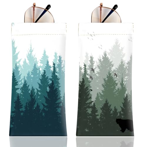 Image of Anikathy 2Pcs Sunglass Eyeglass Glasses Case Soft PU Leather with Cleaning Cloth Portable Glasses Pouch Bag for Men Women