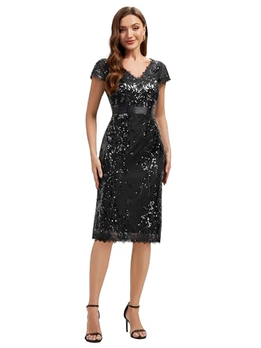 Robe d'invité de mariage col en V pour célébrer des instants magiques