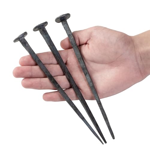 TRASEXTRA Jesus Cross,Hand Forged Nails,Wrought Iron Decorative Nails,Iron Nails,Jesus Crucifixion Flat Head Nail,Original State, With Rust And Forged Oxide Layer,Natural Grey Iron Finish(3)