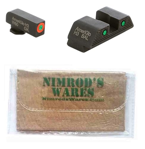 Nimrod's Wares AmeriGlo Glock Night Sights Set Gen 1-4 17 19 22 23 24 26 27 33 34 35 37 38 39 Bundle with Microfiber Cloth - Nimrod's Wares