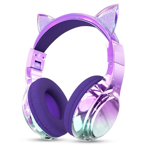 QearFun Kids Cat Ear Bluetooth Headphones, 60H Playtime...