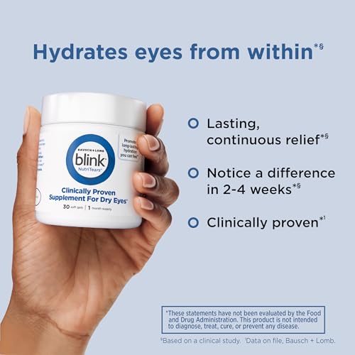 Image of Blink NutriTears by Bausch + Lomb Dry Eye Supplement, Clinically Proven Hydration Support for Dry Eyes, Omega & Vitamin Formula, 30 Softgels (30-Day Supply)