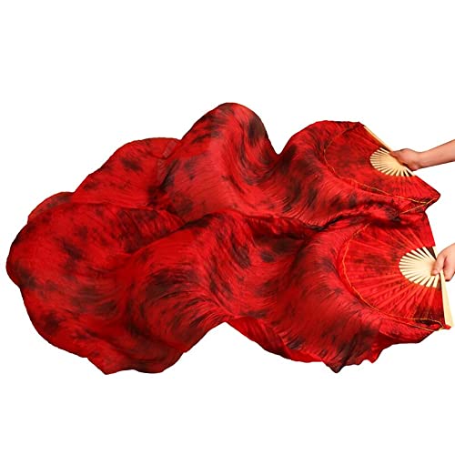 HXYIYG SchleierfäCher,FäCherschleier Bauchtanz Bauchtanz Silk Schleier Fans 1 Paar Seide Großhandel Klassische Größe Seide Fans Dance Performance Requisiten Angepasst (Color : 2, Size : 180x90cm) Cover