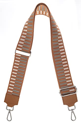 Preisvergleich Produktbild FISH IN THE SEA - Taschengurt - Cognac - Silber - längenverstellbarer Schultergurt - 5 cm - Trageriemen - Tragegurt - Echtes Leder - Preise inkl. Mwst. - Damen - Herren - Kinder