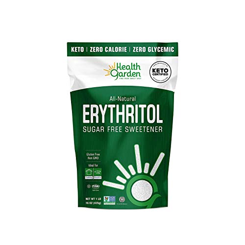 Health Garden Erythritol Sugar Free Sweetener - All Natural - Non GMO - Kosher- Keto Friendly (1 lb)