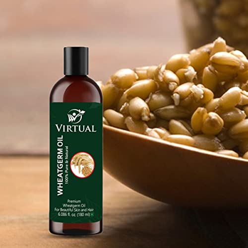 Image of VIRTUAL 100% Pure WheatGerm Oil For Hair, Skin Care, Cold Pressed Natural Oil (180ml)-Pack of 2