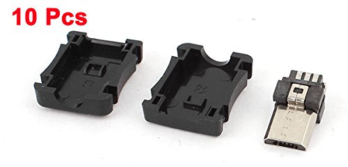 uxcell a15061700ux0139 10PCS 5-Pin Micro USB Type B Male Connector w Plastic Cover for DIY (Pack of 10)