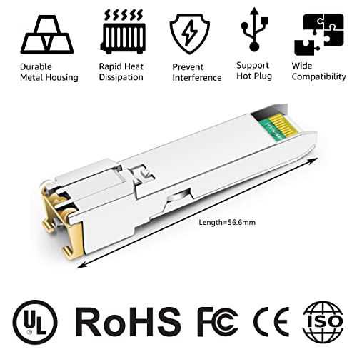 Image of 10GBASE-T SFP+ RJ45 Copper Transceiver Module Compatible with HPE BladeSystem 813874-B21 10G SFP+ 30m Cat6a /7