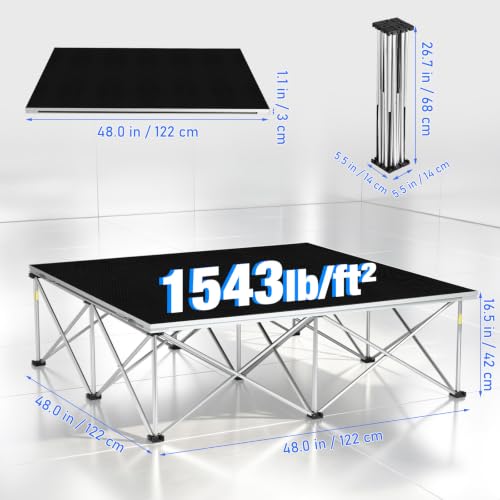 Image of 4x8ft Heavy Duty Portable Stage Platform, 1540 lbs Capacity Modular Stage