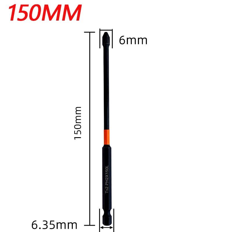 10 Stück Schlagschrauber-Bits PH2 150 Mm – S2 Industriestahl, Magnetisch, Mit Gut Sichtbarer Hülse