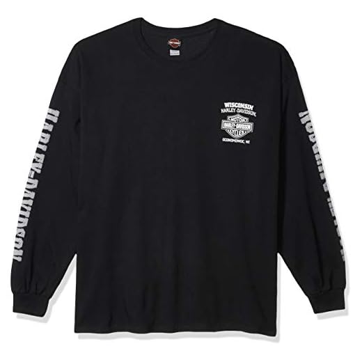 Harley-Davidson Men's Skull Lightning Crest Graphic Long Sleeve Shirt, Black