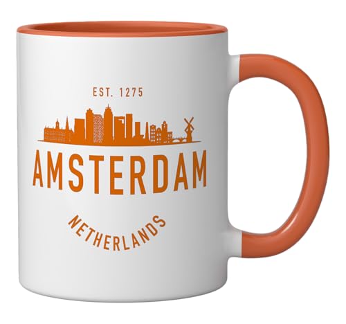 Taza Cerámica Vintage Amsterdam Naranja/Blanco 11 oz miniatura 2