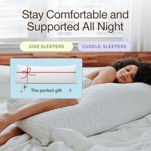 Coop Home Goods Original Adjustable Body Pillow, 20x54 Long Pillow for Back, Shoulder, Hip and Knee Support, Side Sleeper Body Pillows for Adults with Memory Foam & Washable Cover