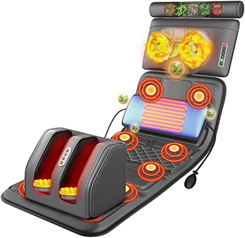 Colchoneta De Masaje Con Calefacción Con 20 Cabezales De Masaje Shiatsu Para El Cuello, Almohadilla Térmica, Colchón De Masaje De Cuerpo, Colchón De Masajeador, Cojín Para Aliviar (felpa gris)