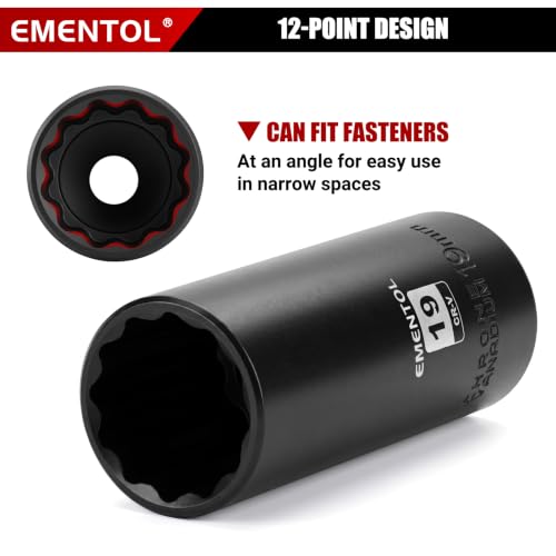 Image of EMENTOL 32Pcs 3 /8 inch Dr. Impact Socket Set, 8-22mm, 12-Pt, CR-V