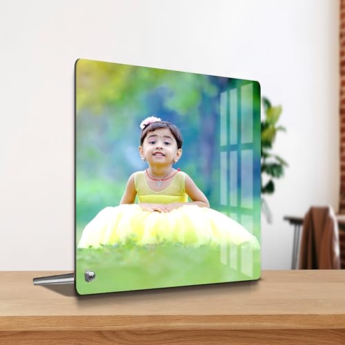 Image of 7 inchx7 inch Frameless Table Photo Frame With Stand | Customised Photo Frame With Photo | Acrylic Photos Frame Personalized Gift | Birthday & Anniversary Gift for Girlfriend, Boyfriend, Wife, Husband.