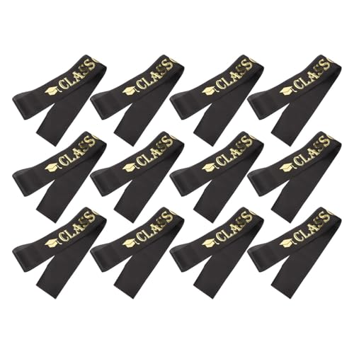 Estolas para recuerdos de graduación 12 de tela negra para celebración y fiesta académica