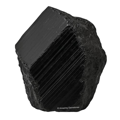 2 Pieces Black Tourmaline Raw Crystals and Healing Stones, Natural Rocks for Tumbling and DIY Raw...