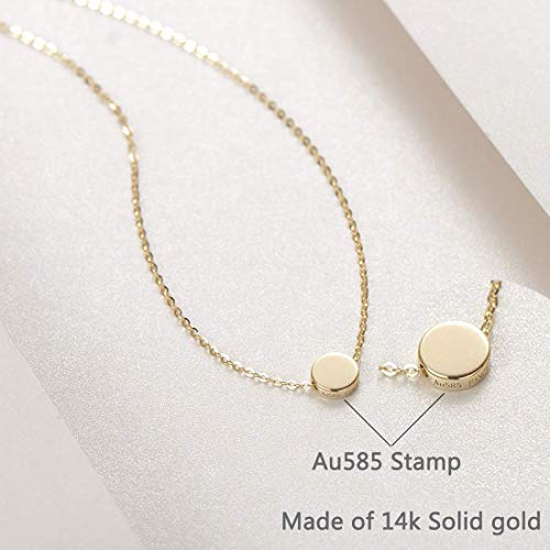 Carleen Solid Real 14K Yellow Gold Tiny Dot 6Mm Round Small Cute Simple Coin Necklace Pendant Minimalist Dainty Everyday Fine Jewelry Valentines Gifts For Women Girls Teens, 16+2 Extender Gold Chain #TOP1