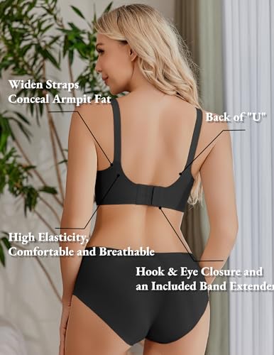 Ekouaer Nursing Bra Wavy Breastfeeding Bras for Women Seamless Maternity Support Wireless Pregnancy Sleep Bralette Black L4