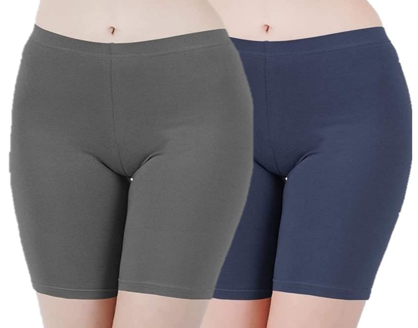 Cozy Touch Cotton Slip Shorts for Under Dresses Women Seamless Anti Chafing Underwear Panties Mid Thigh Boyshorts Lace/Plain Cycling Shorts Regular and Plus Sizes Combo Pack