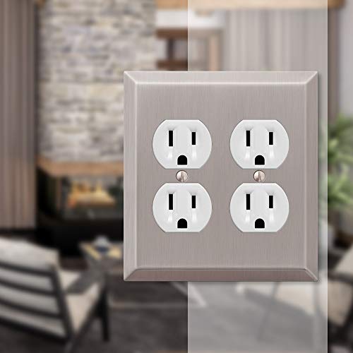 Image of Amerelle Century Double Duplex Steel Wallplate in Brushed Nickel