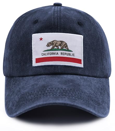 Californian Gifts for Men Women, California Flag Hat, California Republic Bear Baseball Cap, Christmas Birthday Accessories for Dad Mom Wife Grandpa Navy