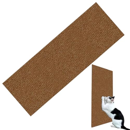 猫用爪とぎ 猫 爪研ぎ マット 爪研ぎシート 粘着式 30x100cm 猫引っ掻き傷防止 汚れ防止 爪とぎ 対策 ソファ 家具 壁 柱の保護に運動不足改善 猫挽きおもちゃ ネコ用品 (ブラウン)