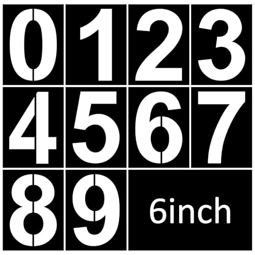 6 Inch Number Stencils Set Plastic Number Stencil Reusable Digital Templates for Cake Stencil Address Painting Stencils Templates