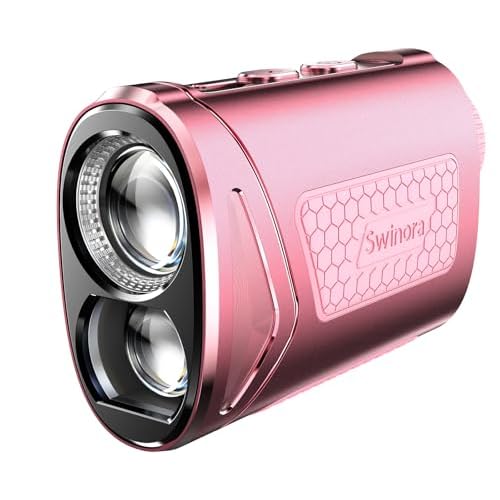 Golf Rangefinder with Slope - 1300 Y Golf RangeFinder, Flag Lock Vibration | 7X Zoom, Strong Magnet Mount, USB-C Rechargeable Range Finders, Compact & Lightweight Pink