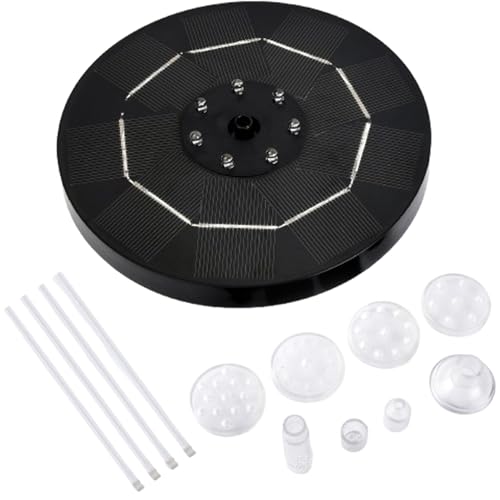 Solar Fountain, Solar Water Fountain, Glass 3.5w 16cm/6.3in Round Shape-No Battery, Pump for Bird Bath, Outdoor, Pool, Garden, Pond & Flower Pot (Transparent,Light)