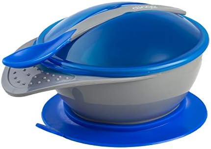 Prato com Ventosa e Colher Colors Azul, Clingo, Azul