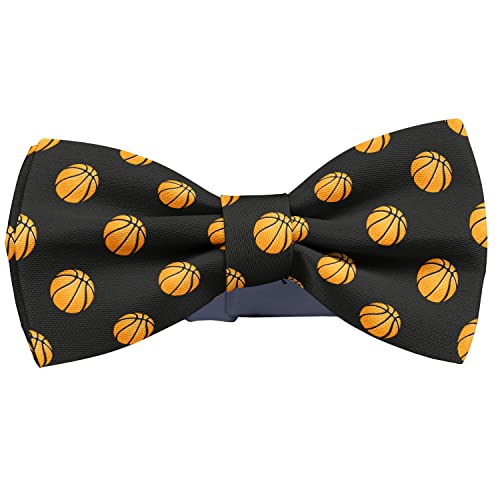 KAWAMOUSE Adjustable Pre-tied bow tie for Men (Universal Basketballs Pattern) Elegant Cute Bowties for Dogs Cats Pets