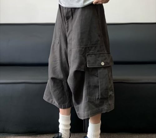 AQMR Y2k Baggy jort for Women high Waist Wide Leg Oversized Cargo Short with Big Pockets Unisex Causal Trendy Capris Pant2