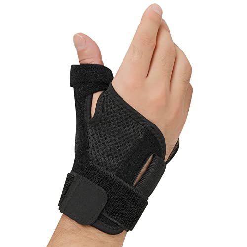 Thumb Arthritis Brace - Joint Thumb Spica Splint for Pain Relief, Arthritis, Tendonitis, Sprains, Strains, Carpal Tunnel & Trigger Thumb Immobilizer - Wrist Strap -Left or Right Hands (Black)