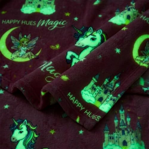 Image of Happy Hues Glow in The Dark Blanket Kids-Teens Boys & Girls Travel Lightweight Throw Blankets Soft & Fluffy (Magic)