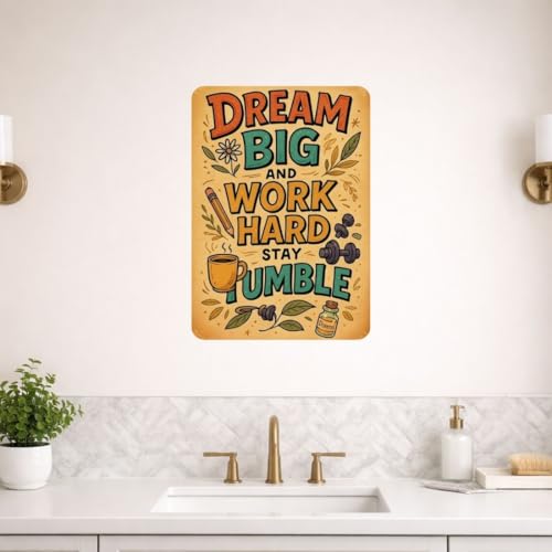 Image of Zesta Bathroom Decor Items Washroom Decor Tin Sign | Aesthetic Posters Wall Poster for Bedroom | Magnetic Cafe Decoration Items /Restaurant Decorations Items | Quirky Home Decor Bar Accent (Dream Big)