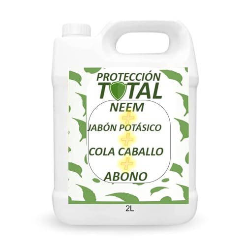 PLANTAWA Protección Total 2L | Jabón Potásico | Aceite de Neem | Cola de Caballo | Abono | Prevención y curación de enfermedades fúngicas e insectos dañinos en plantas