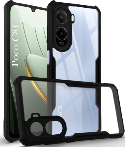 Image of Jkobi Hybrid Back Cover Case for Poco C81 5G (Shockproof with Polycarbonate Clear Panel | Professional Black)