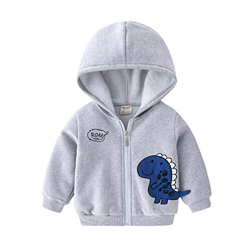 Toddler Girl Jackets Toddler Kids Baby Boys Cartoon Dinosaur Printed Zipper Hoodie Jacket Coats (Grey, 4-5 Years)