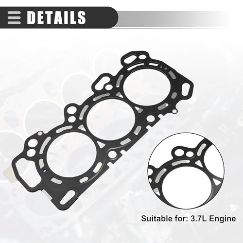 Image of Motoforti Cylinder Head Gasket, Suitable for 3.7L Engine, for Acura MDX Base 3.7L V6 - Gas 2007-2009, Metal, No.12251RYEA01, Silver Tone Black, 2 Pcs