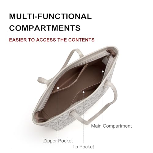Bolso Tote de trabajo para mujer cuero ligero con cremallera miniatura 4