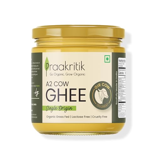 Image of Praakritik Natural Desi A2 Gir Cow Ghee 250 ML - 100%, Prepared by Traditional Bilona Method, Vedic Cultured Grassfed, Vegetarian GMO Free Lactose Free - Cow Ghee 250 ML
