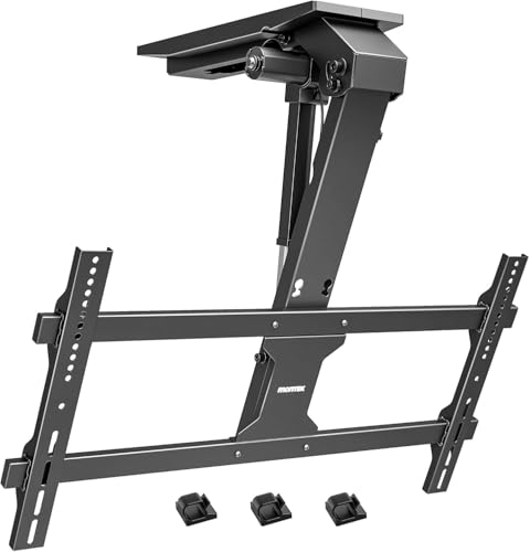 monTEK TV Deckenhalterung Elektrisch für 43-86 Zoll Fernseher Elektrische TV Halterung Motorisiert Absenkbar für Flache & Geneigte Decken Bis zu 45 kg Tragkraft Fernbedienung/App/Sprachsteuerung